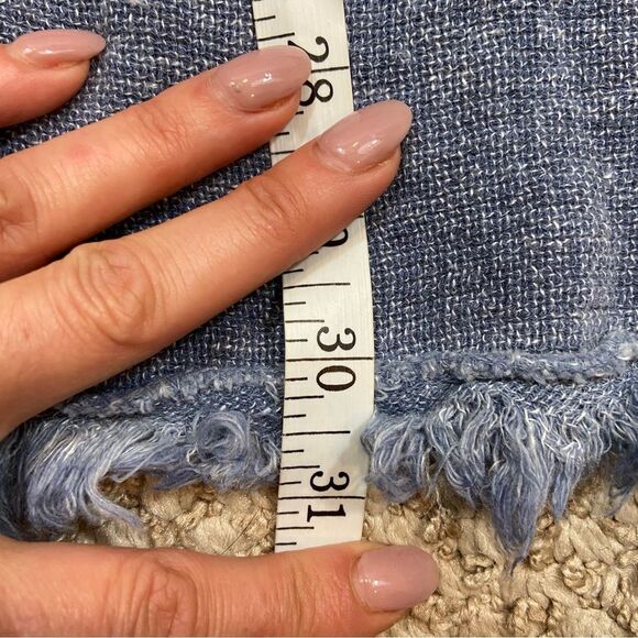 Ladies Venti6 Linen Blend Blue V Neck Raw Hem Blouse Size Medium - Picture 11 of 12